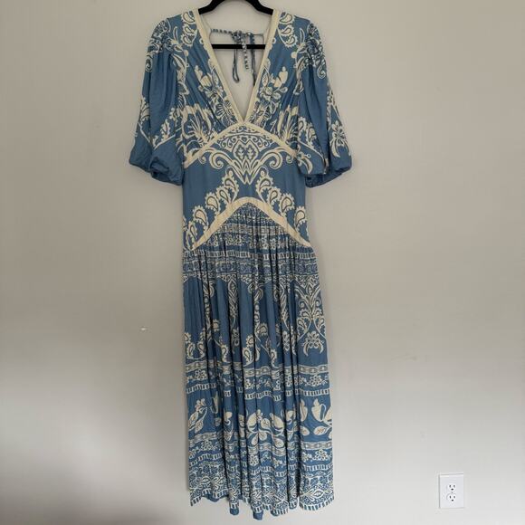 Farm Rio x Anthropologie Printed V-Neck Puff-Sleeve Maxi Dress - Picture 2 of 7